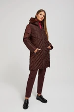 Long quilted jacket with hood