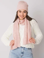 Dusty pink winter hat and scarf set RUE PARIS