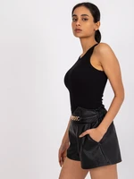 Black ribbed tank top from Eston RUE PARIS