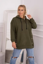 Insulated sweatshirt with khaki press studs