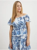 White and Blue Women Patterned Top Guess Peggy - Women