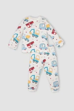 DEFACTO Baby Boy Pajama Set Vehicle Printed Long Sleeve Top and Bottom