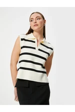 Koton Polo Collar Striped Sleeveless Knitted Sweater