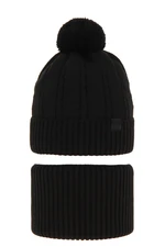 AGBO Boy's winter set: hat and tube scarf black Deny with pompom