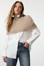 Trendyol Mink Crop Turtleneck Knit Sweater