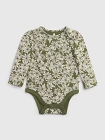 Zelené baby body organic s kvetmi GAP