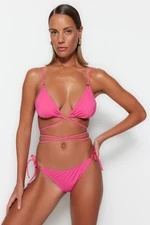 Trendyol Pink Triangle Tie Regular Leg Two Piece Swimwear