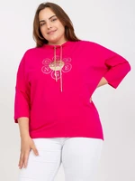 Fuchsia blouse size plus with rhinestone application