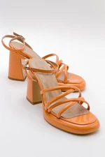 LuviShoes OPPE Orange Patent Leather Women's Heeled Shoes