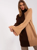 Brown and camel turtleneck with cuffs