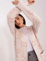 Dusty pink women's knitted cardigan