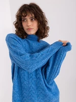 Blue Oversized Sweater with Cables