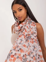 Orange-white floral scarf