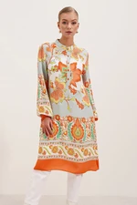 Bigdart 5903 Patterned Viscose Dress - Orange