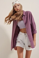 Bigdart 3900 Lilac Oversize Long Basic Shirt