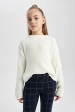 DEFACTO Girls Crew Neck Basic Sweater