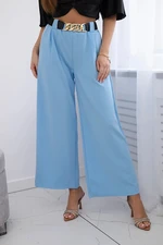 Wide-leg viscose trousers in blue