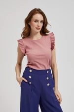 Women's ribbed blouse MOODO - powder pink