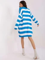 Blue and white loose striped cardigan