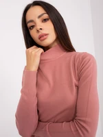 Dusty pink fitted turtleneck sweater