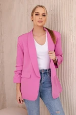 Elegant blazer with lapels in dark pink color