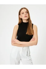 Koton Stand Collar Ribbed Basic Sleeveless Knitwear Top