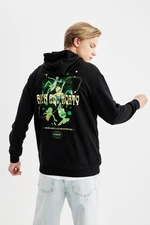 DEFACTO Rick And Morty Boxy Fit Hooded Back Printed Sweatshirt