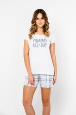 Glamour women's pyjamas, short sleeves, shorts - light melange/print