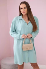 Long shirt with dark mint viscose