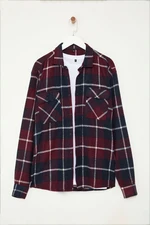 Trendyol Burgundy Plaid Double Pocket Checkered Lumberjack Winter Plus Size JacketShirt