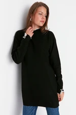 Trendyol Black Sleeves Pearl Detailed Knitwear Sweater