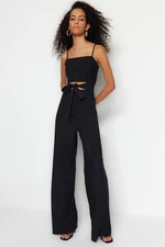 Trendyol Black Belted Maxi Woven Window Detail Jumpsuit