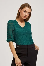 Lace blouse with puff sleeves