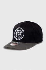 Čepice s vlněnou směsí Mitchell&Ness Brooklyn Nets černá barva, s aplikací