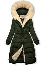 Winter Steppjacke in langer Form Khaki/Beige