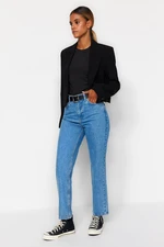 Trendyol Blue High Waist Straight Jeans