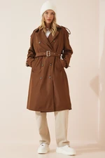 Happiness İstanbul Women's Brown Belted Trench Coat