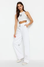 Trendyol White Waist Detailed High Derék Wide Leg farmer