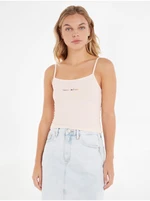 Světle růžové dámské tílko Tommy Jeans TJW BBY Color Linear Strap  - Dámské