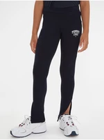 Tmavě modré holčičí legíny Tommy Hilfiger Tommy Varsity Legging - Holky