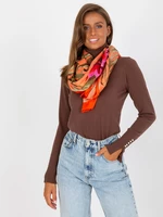 Orange cotton scarf with print