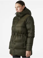 Khaki women's winter quilted down jacket HELLY HANSEN W ESSENCE DOWN PARKA