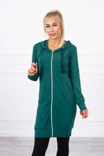 Dress with hood and hood in dark green color