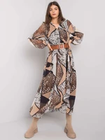 Black-beige patterned dress with belt from Richland