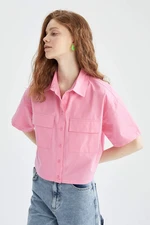 DEFACTO Short Sleeve Double Side Pockets Poplin Shirt