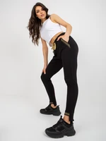 Black cotton sweatpants with embroidery