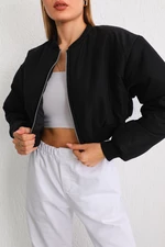 BİKELİFE Women's Black Oversize Bomber Jacket Coat