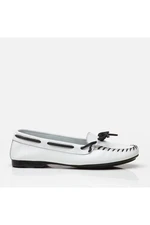 Hotiç Genuine Leather White Women's Loafers