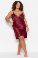 Trendyol Curve Claret Red Satin Lace Nightgown