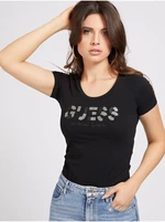 Black Women's T-Shirt with Sequins Guess - Women